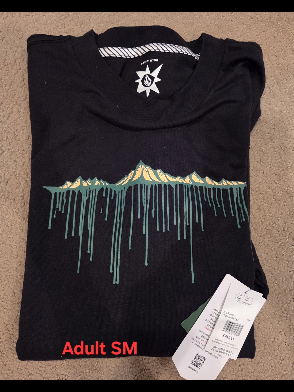 VOLCOM long sleeve Graphic Tee  brand new with tags, Adult small